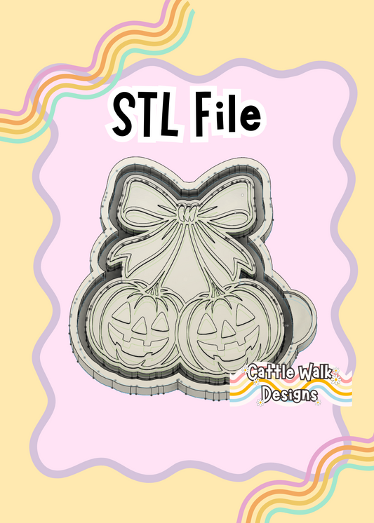 Pumpkin Cherry Stem Coquette Bow Freshie Mold Housing STL File