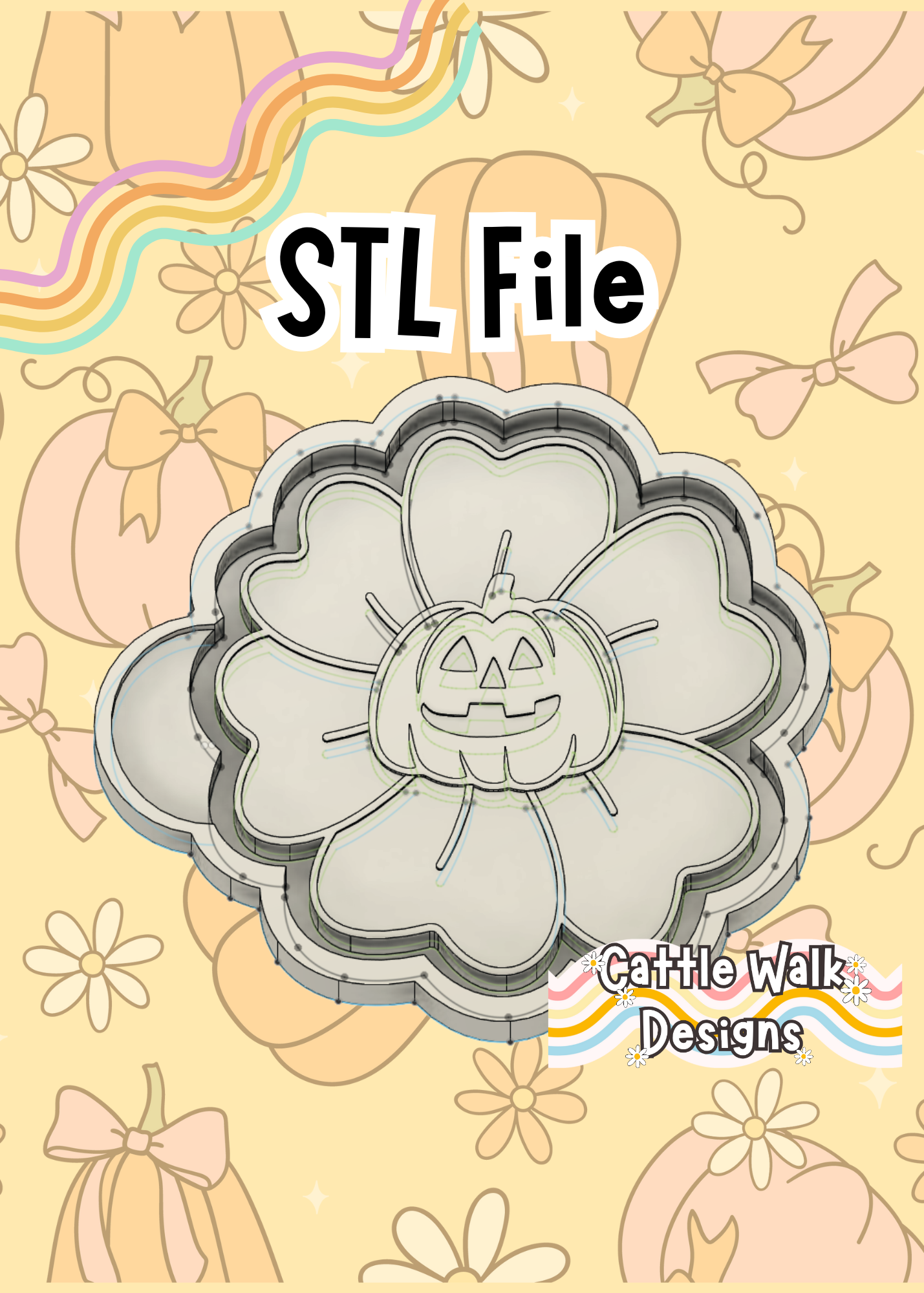 Flower with Pumpkin STL Freshie Digital Download
