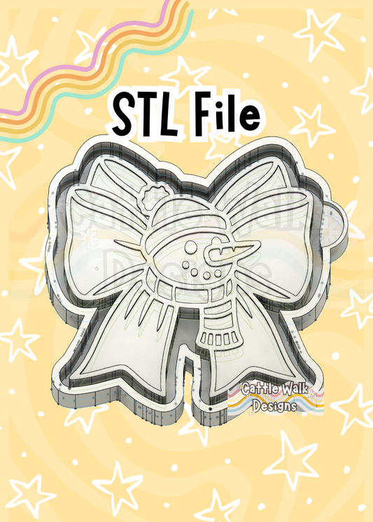 Snowman Bow STL File Christmas Freshie Mold Design