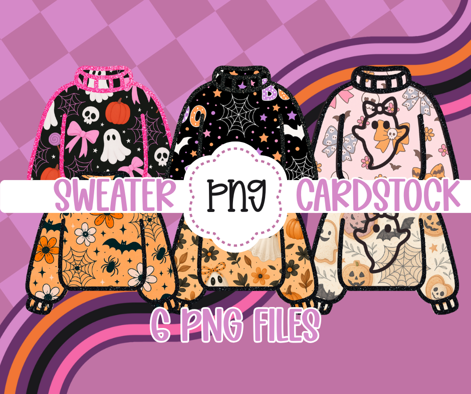 Spooky Sweater Cardstock PNG Bundle 6 Editable PNG Files - Matches Sweater STL File