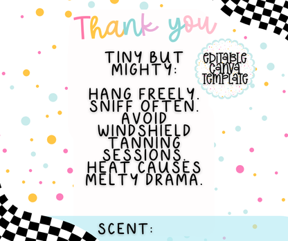4 Editable Canva Freshie Packaging Insert Templates | Funny Warning Cards | Instant Download