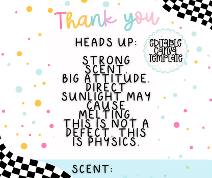 4 Editable Canva Freshie Packaging Insert Templates | Funny Warning Cards | Instant Download