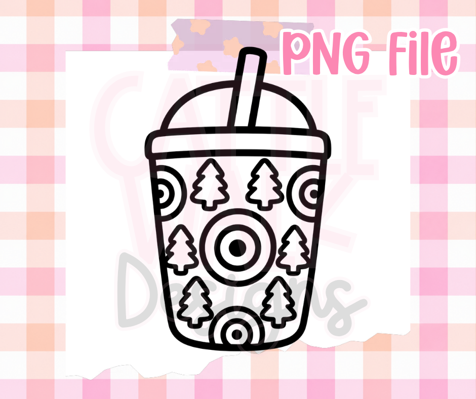 Bullseye Christmas Tree Cup PNG | Holiday Drink PNG