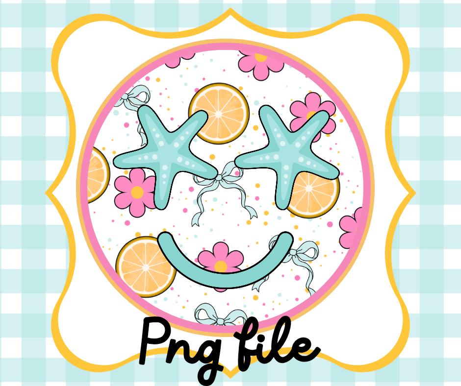 Starfish Smiley PNG – Round Mold Cardstock Design | Summer Beach Freshie Printable