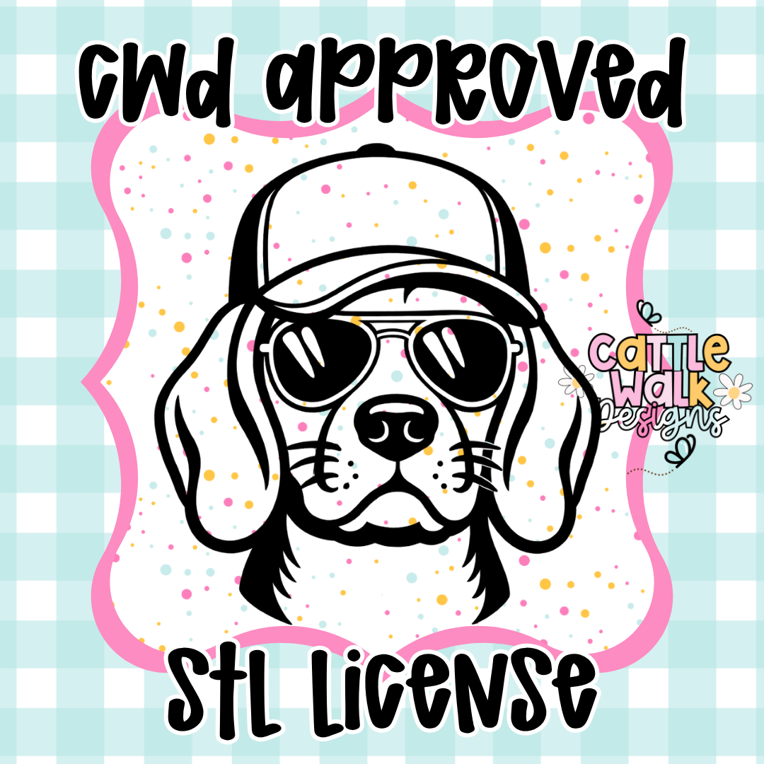 CWD Approved Beagle with Hat & Sunglasses STL License + PNG 🧢🐶 (Commercial Use)