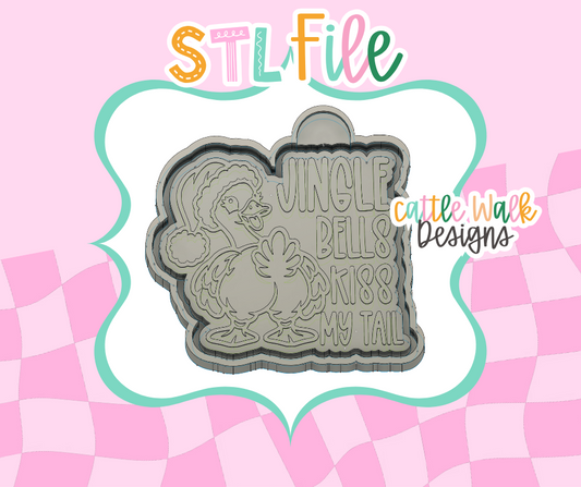 Jingle Bells Kiss My Tail Turkey STL File | Christmas Freshie Mold
