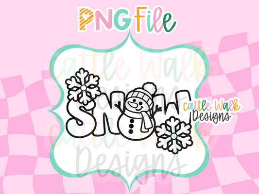 SNOW Snowman PNG | Winter Snowflake Freshie Design | Christmas PNG