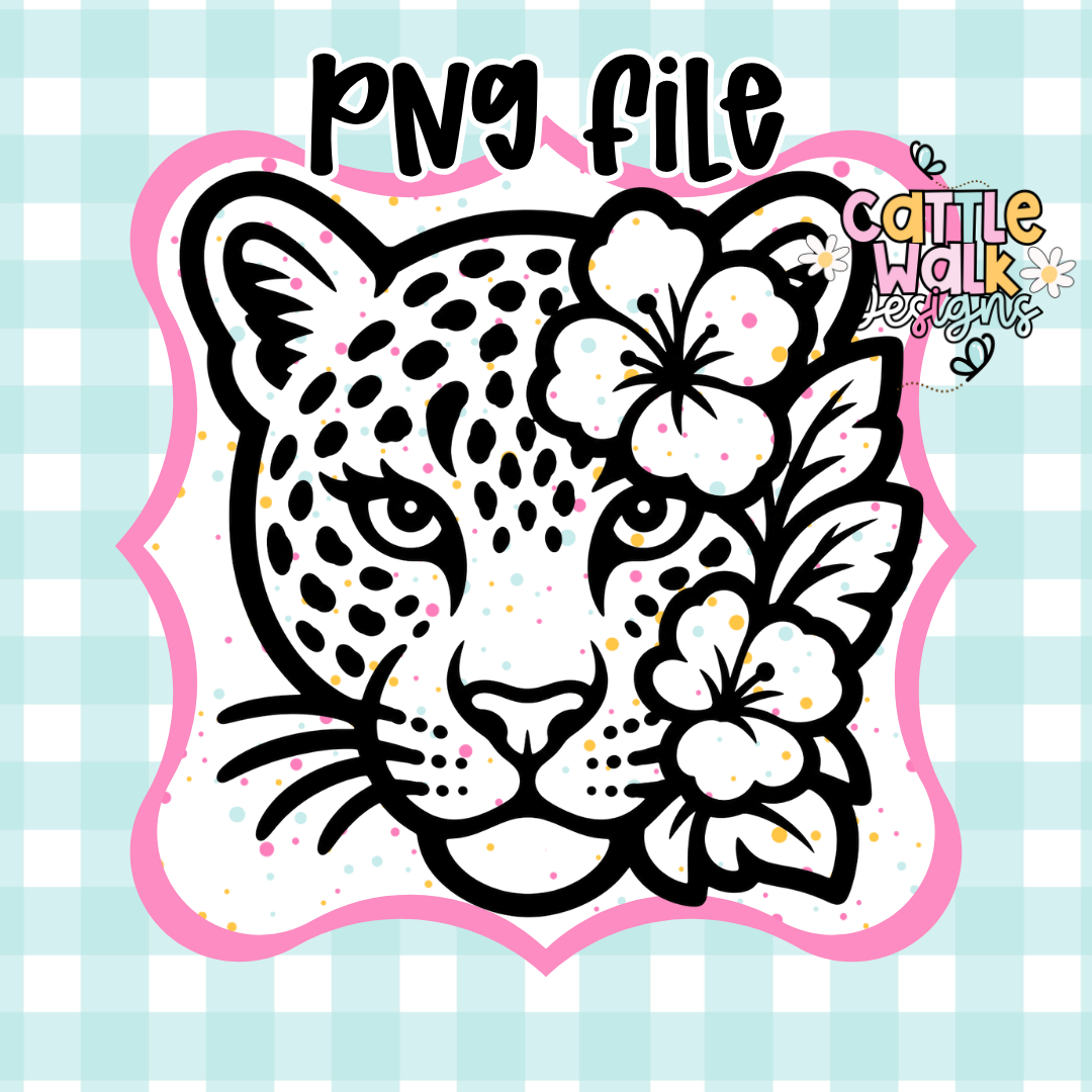 Leopard Floral PNG | Tropical Leopard Sublimation Design