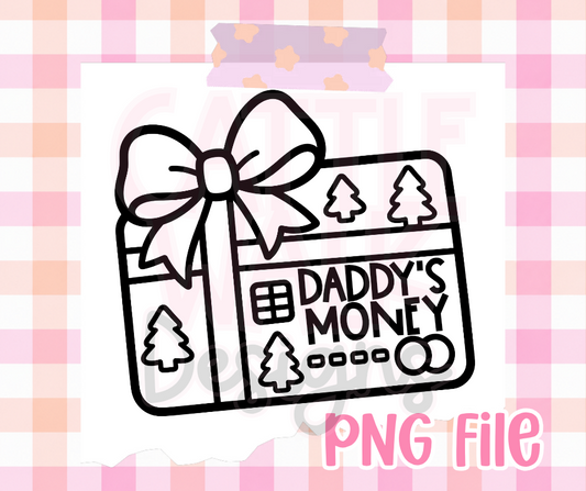 Daddy's Money Christmas Credit Card PNG | Girly Holiday Bow Digital Download