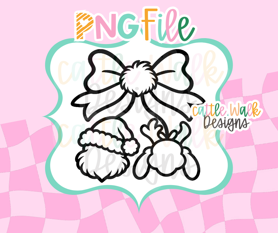 Christmas Santa & Reindeer Bow PNG | Holiday Digital Download