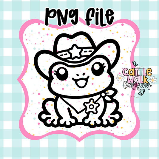 Cowgirl Frog PNG | Cute Kawaii Western Frog PNG | CWD-Style Country Design