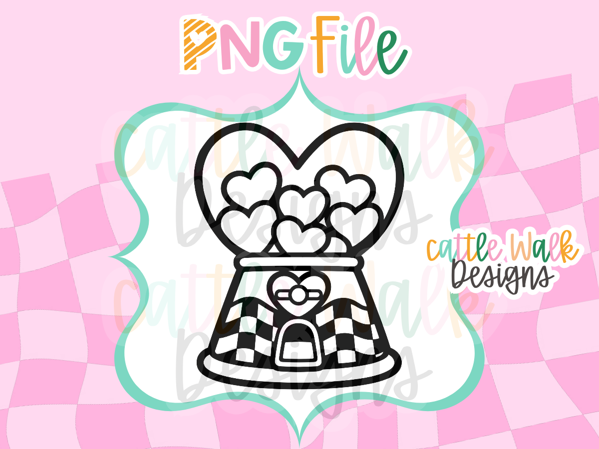 Heart Gumball Machine PNG | Valentine Hearts Freshie Design | Checkered Valentine PNG
