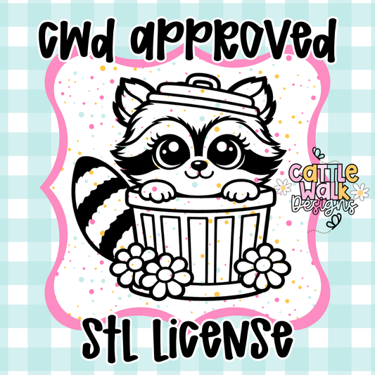 CWD Approved Raccoon in Trash Can PNG and STL License 🗑️🐾