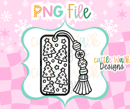 Christmas Bookmark PNG | Christmas Tree Bookmark with Tassel | Book Lover PNG | Holiday Reading Freshie Design | Digital Download
