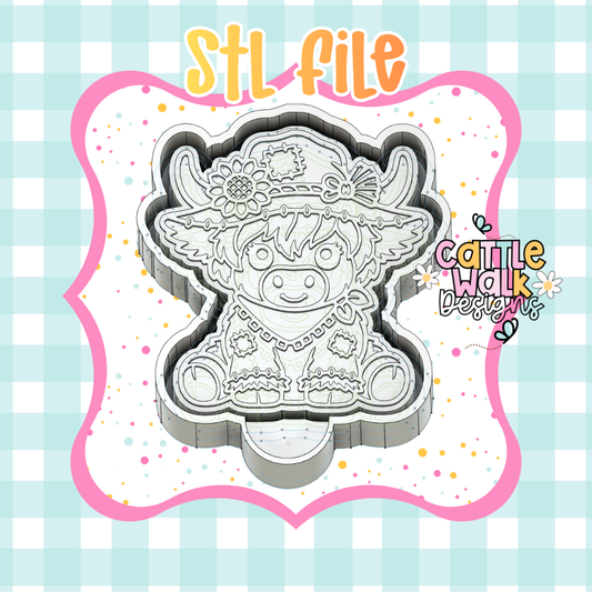 🌻 Patchwork Scarecrow Highland Cow STL Mold File | Farmhouse Freshie Mold Housing STL | Digital Download