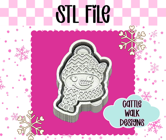 Snowman With Bow STL File – Cozy Winter Freshie Mold | 3D Print File for Holiday Designs | Cattle Walk Designs