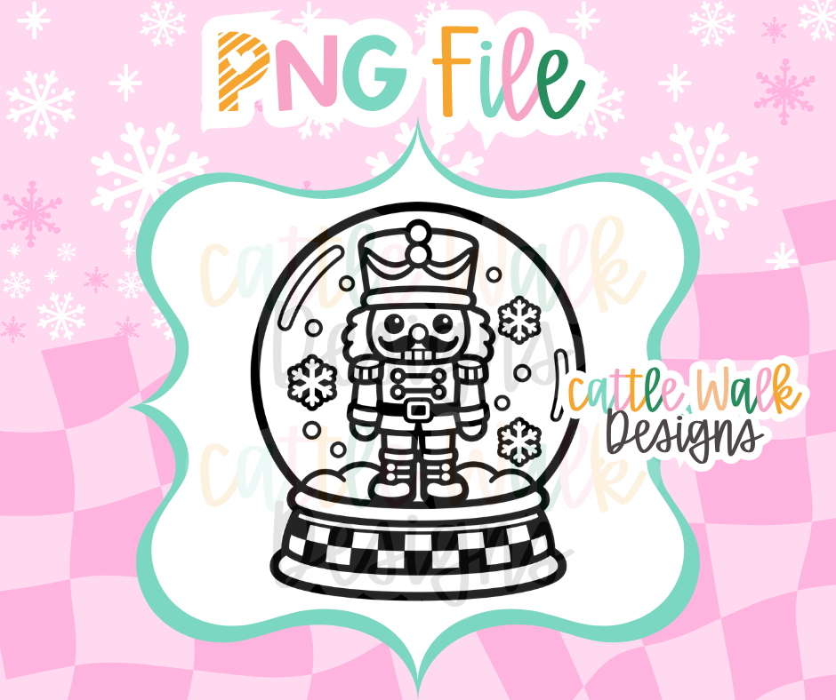 Nutcracker Snow Globe PNG | Christmas Nutcracker PNG | Checkered Snow Globe Freshie Design | Holiday Mold PNG | Digital Download