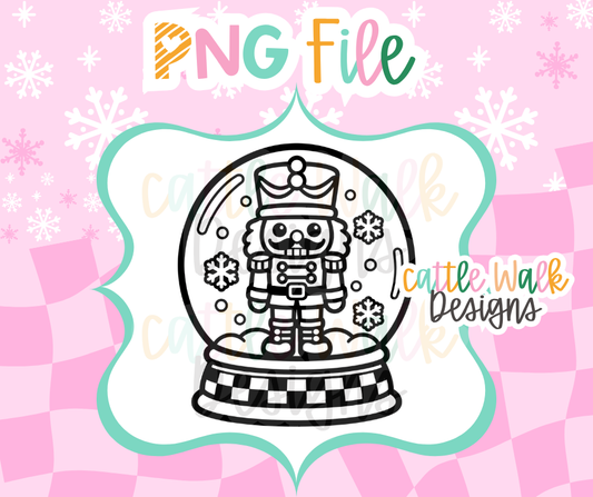 Nutcracker Snow Globe PNG | Christmas Nutcracker PNG | Checkered Snow Globe Freshie Design | Holiday Mold PNG | Digital Download