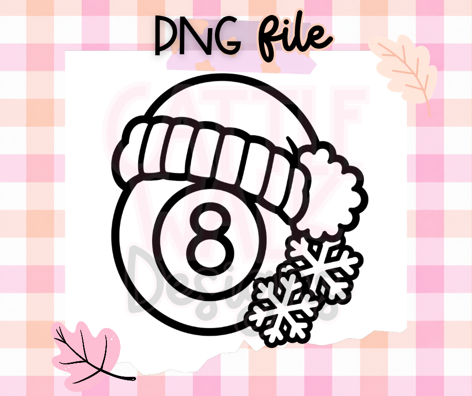 Christmas 8 Ball Beanie PNG | Winter Snowflake Digital Download