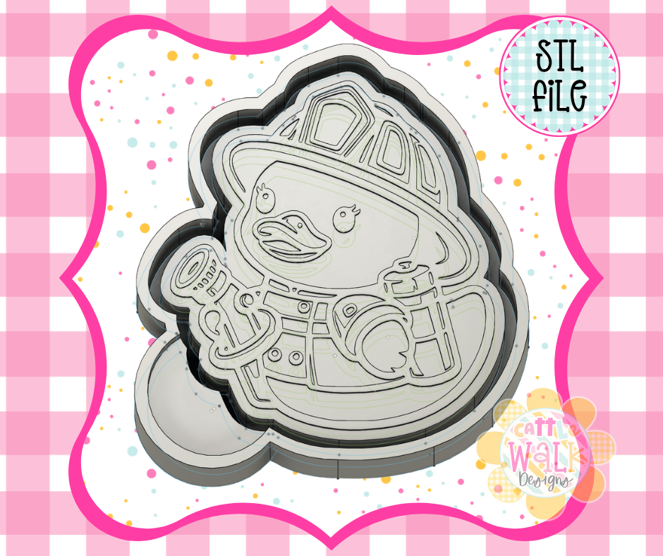 Firefighter Duck Freshie Mold STL | Firefighter Rubber Duck STL File | Firefighter Car Freshener Mold | 3D Print Mold | Cattle Walk Designs