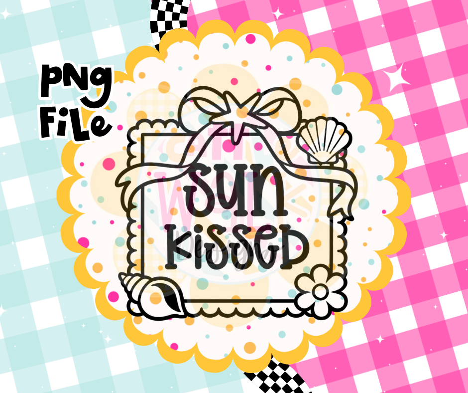 Sun Kissed PNG | Coastal Summer Frame Design | Beach Quote PNG | Digital Download