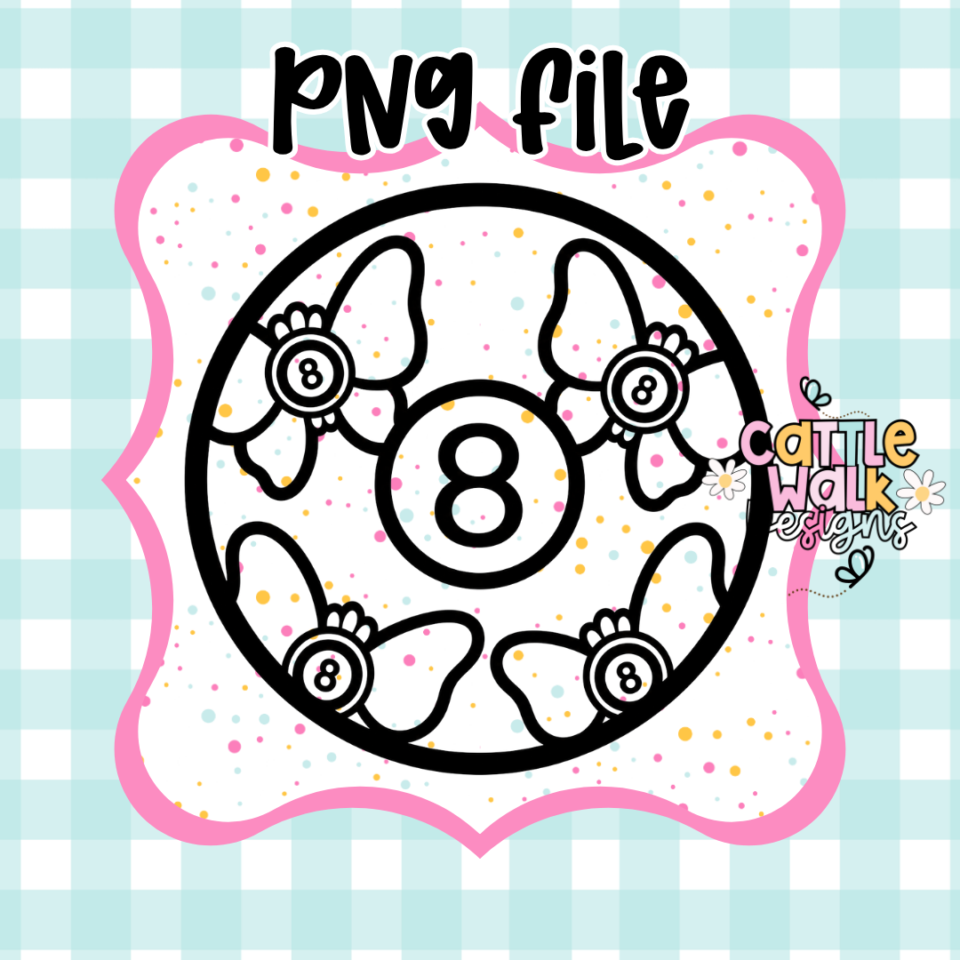 8 Ball Butterfly Concho Frame PNG | Western Butterfly Circle Frame | CWD-Style Thick Bold Outline | Freshie & Mold Friendly Design