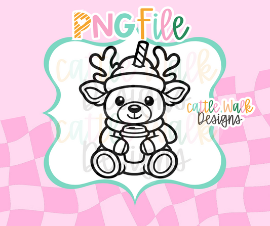 Christmas Reindeer Coffee PNG | Cute Reindeer Digital Download