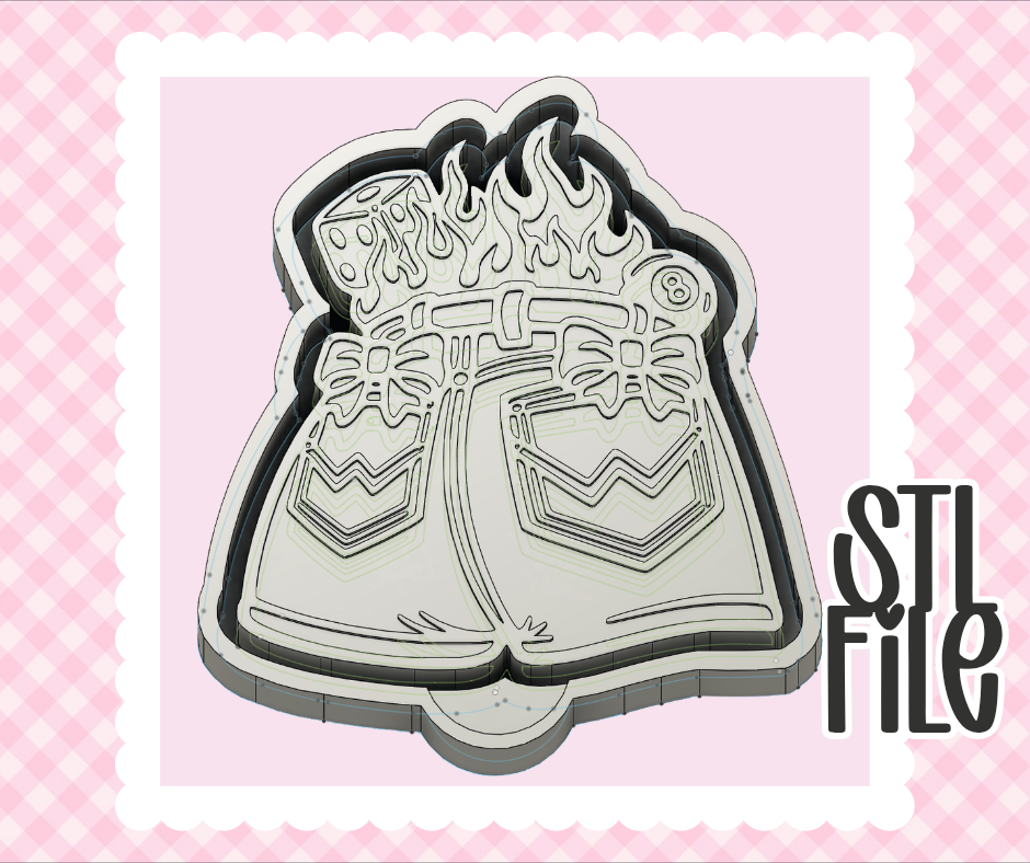 Dice Flame Bow Pocket Shorts STL File | Chunky Bold & Mold-Ready 3D Print Design