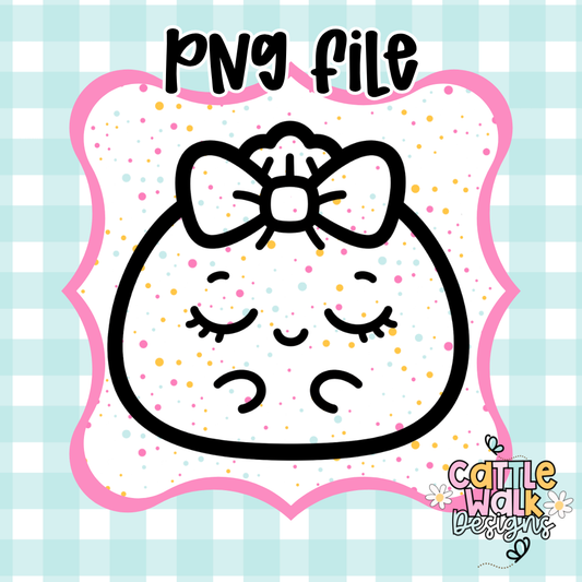 Sleepy Kawaii Dumpling PNG File | Cute Bow Dumpling Design | CWD-Style Freshie PNG