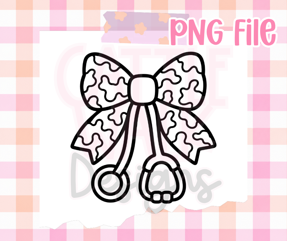 Cow Print Stethoscope Bow PNG | Nurse Cow Print PNG | Medical Digital Download