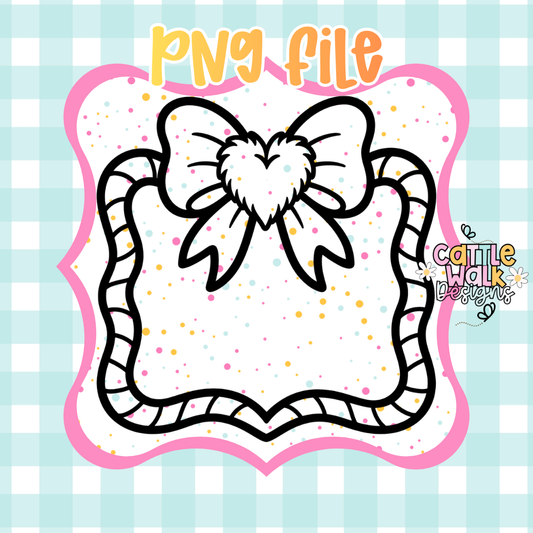Candy Cane Frame with Fluffy Bow PNG | Christmas Frame Digital Download | Commercial Use PNG