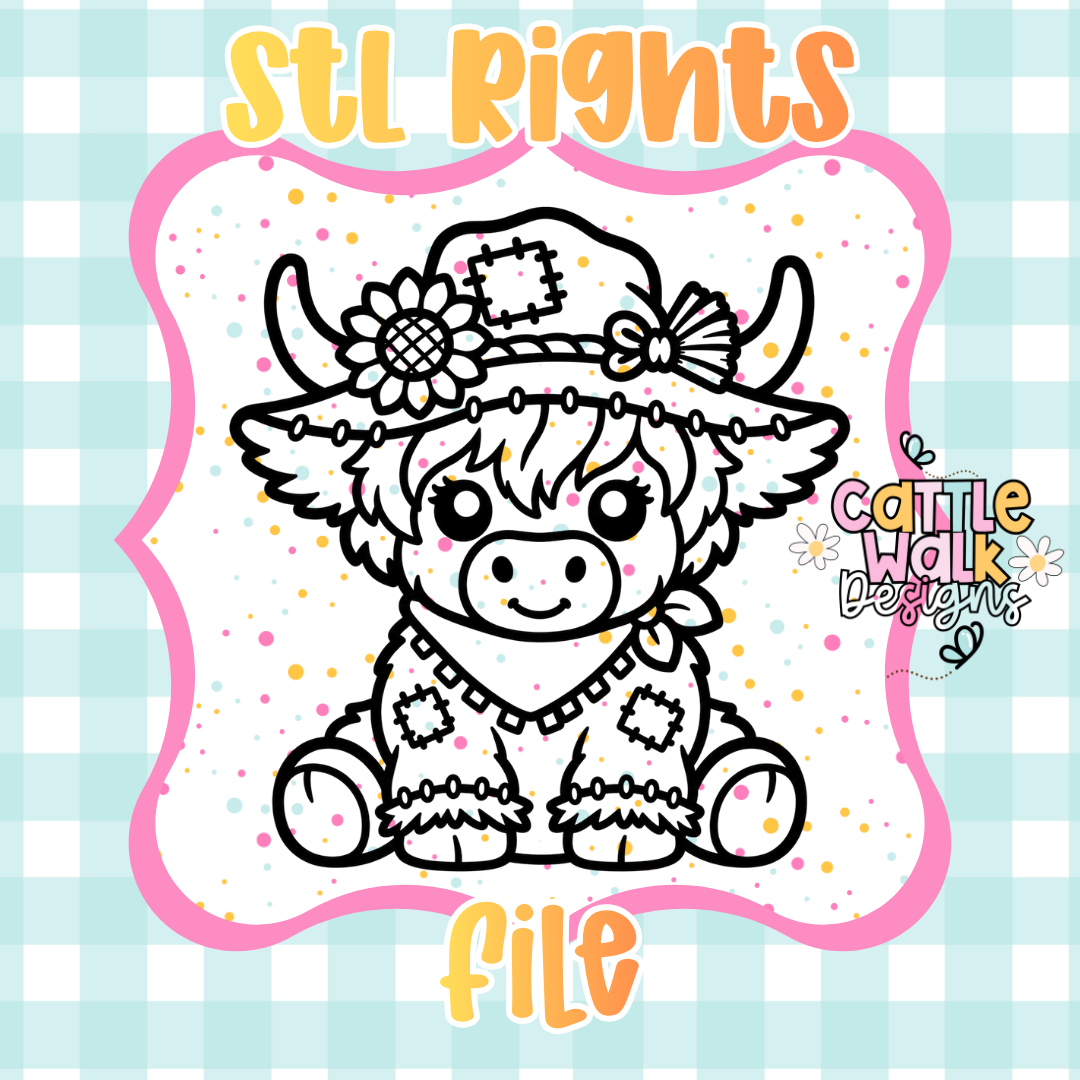 STL Rights File | Scarecrow Highland Cow | Commercial STL License for Mold Makers & Designers