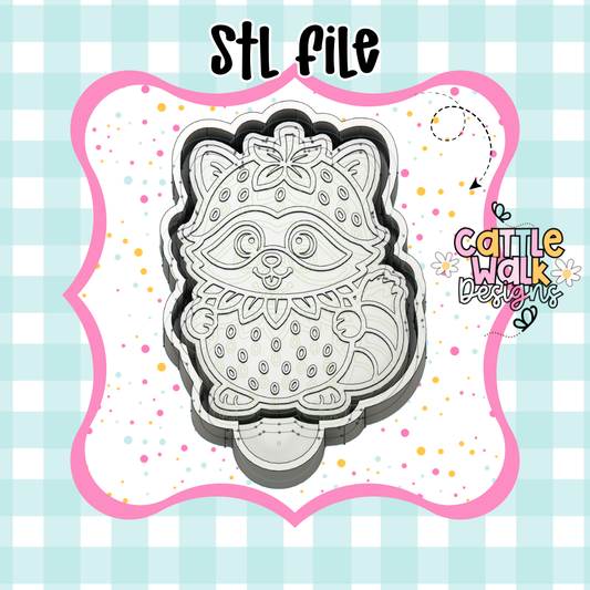 Strawberry Raccoon Freshie Mold Housing STL File | 3D Printable Freshie Mold Frame | Digital Download