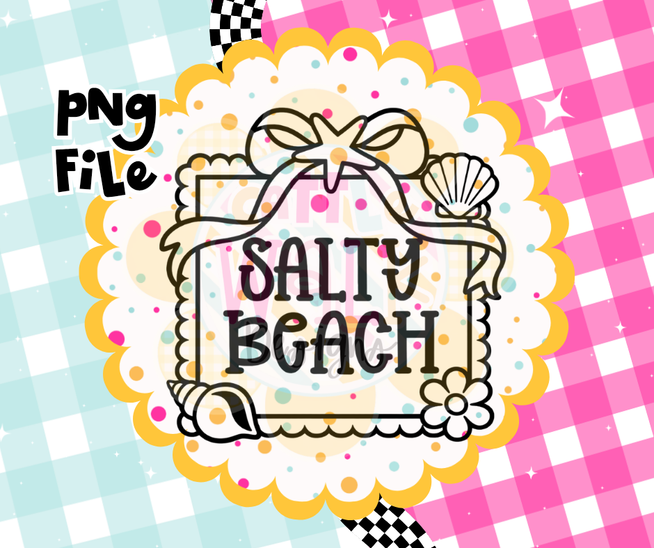 Salty Beach PNG | Coastal Frame Summer Design | Beach Quote PNG | Digital Download