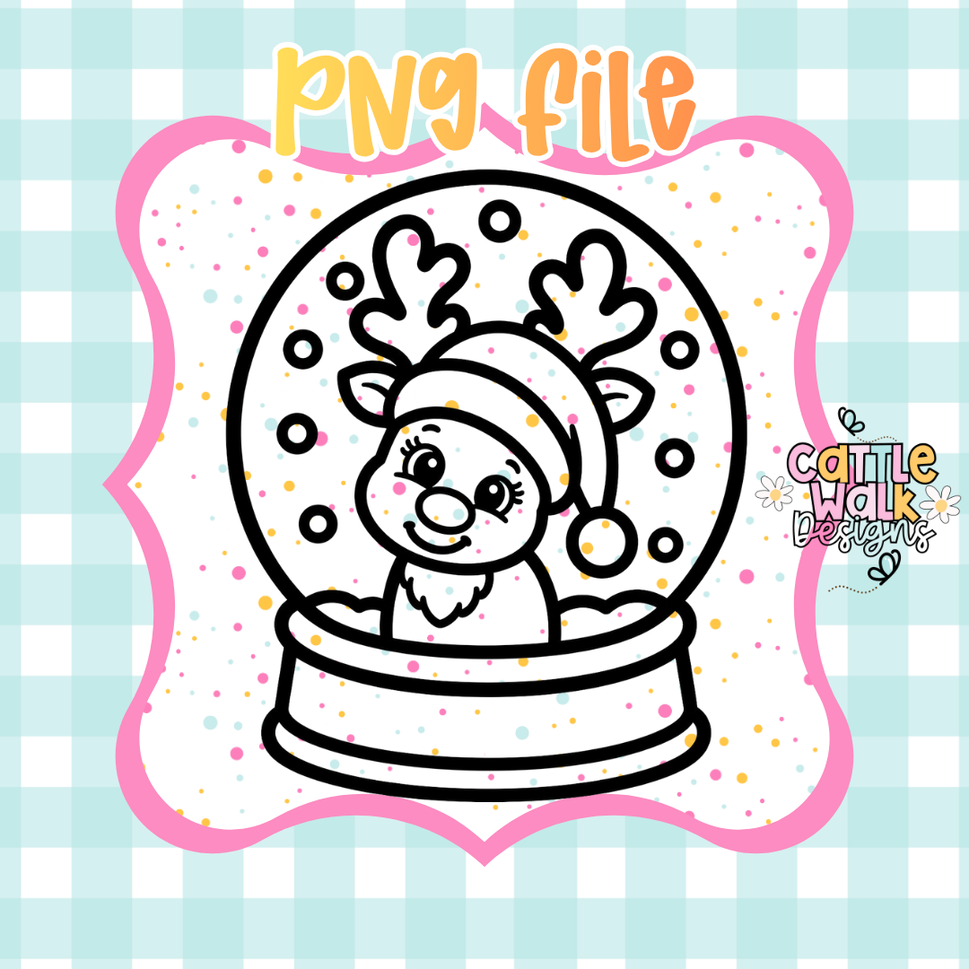 Cute Reindeer Snow Globe PNG | Whimsical Christmas Digital Download | Commercial Use