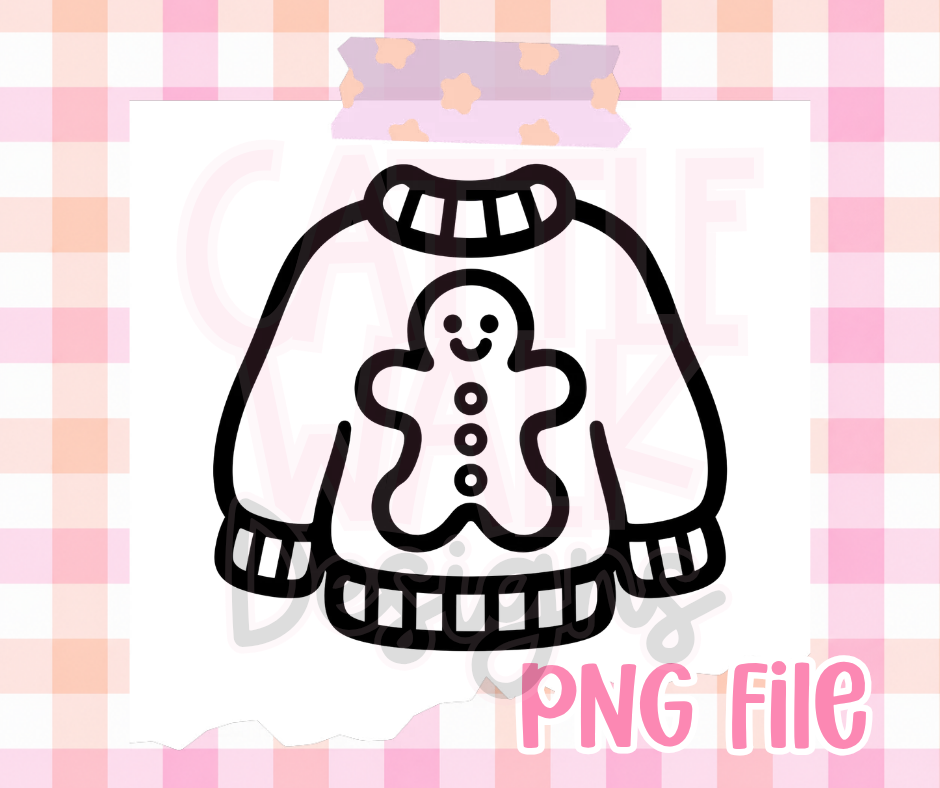 Gingerbread Sweater PNG | Cute Christmas Sweater Digital Download
