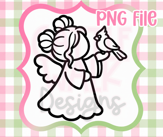 Angel with Cardinal PNG | Christian Christmas Digital Download for Freshies & Crafts