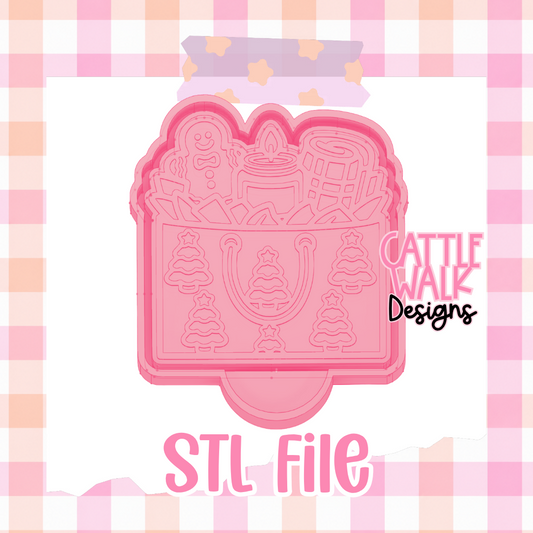 Christmas Shopping Bag STL File | Gingerbread, Candle & Cozy Holiday Freshie Mold Design