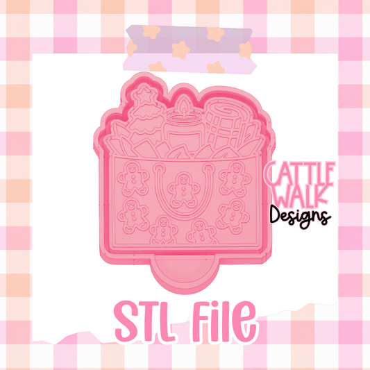 Gingerbread Christmas Shopping Bag STL File | Holiday Freshie Mold Design