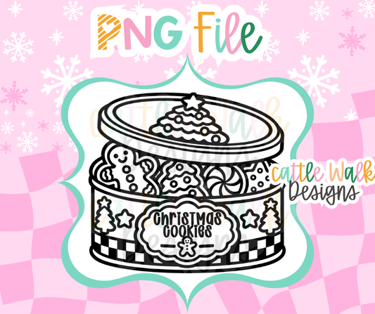 Christmas Cookie Tin PNG | Vintage Christmas Cookies PNG | Gingerbread Cookie Tin Freshie Design | Holiday PNG | Digital Download