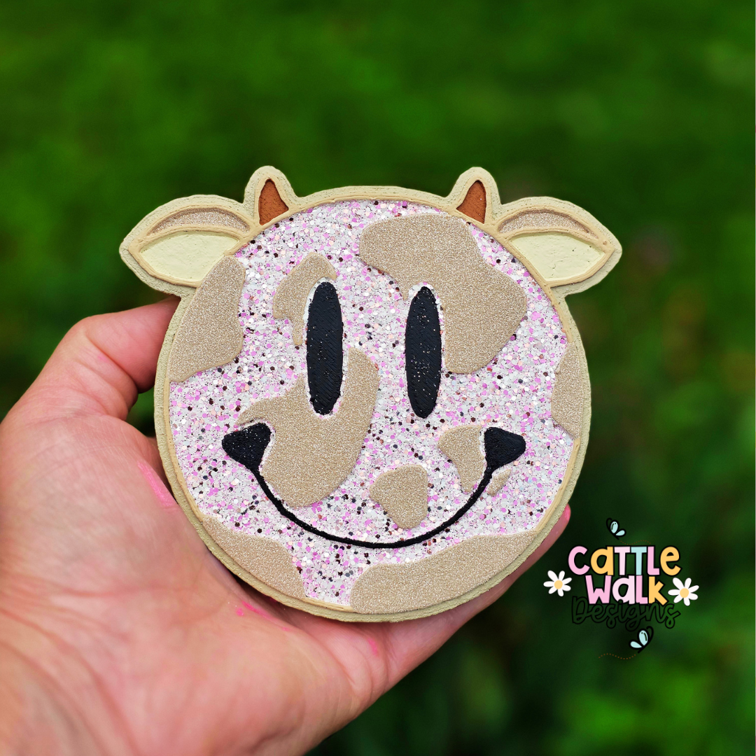 RTS Smiley Cow Freshie | Strawberry Lemon Blondie Scent | Cow Print Car Freshie | Cute Western Freshie