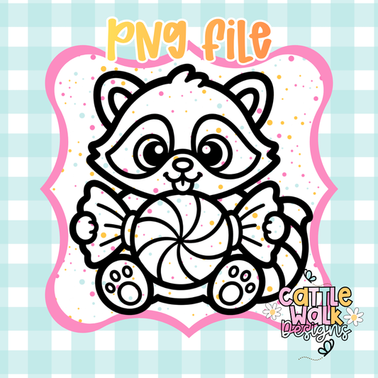 Cute Christmas Raccoon with Peppermint Candy PNG | Winter Raccoon Sublimation Design | Digital Download