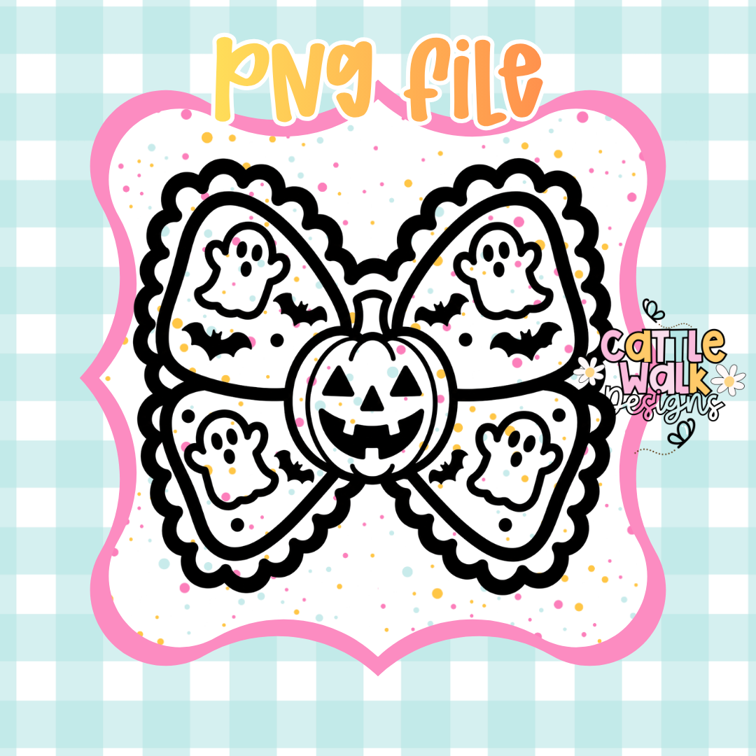 Halloween Ghost Bow PNG | Spooky Bow PNG | Cute Halloween Bow | Jack O Lantern Bow PNG | Digital Download
