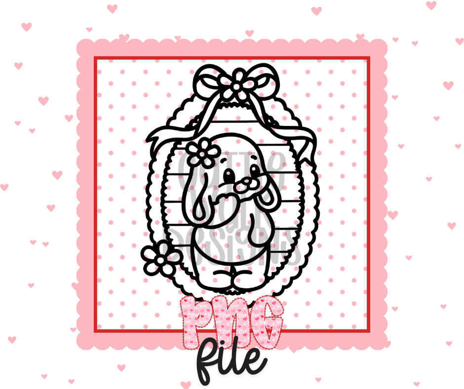Bunny Oval Stamp Outline PNG – Freshie & Craft Design