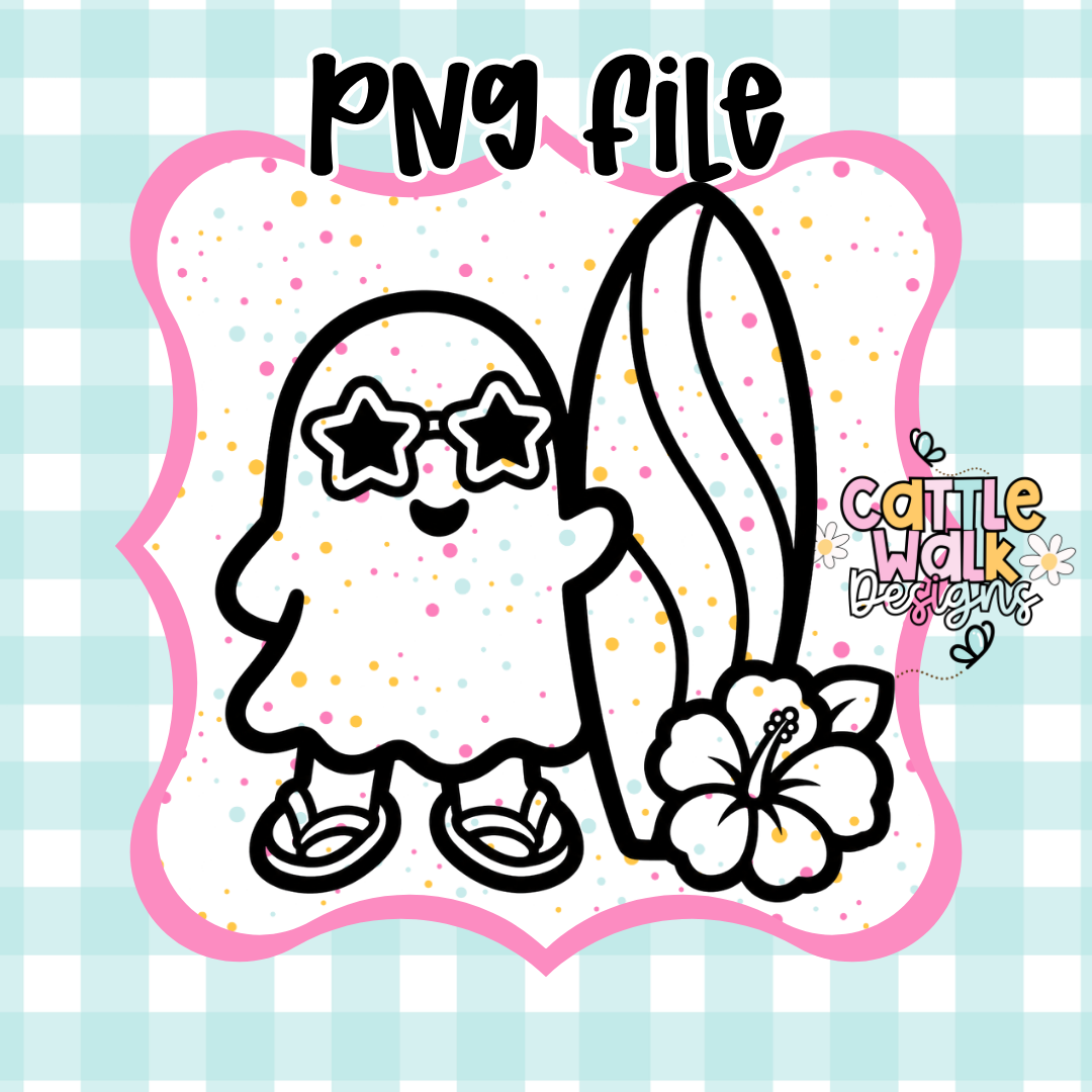 Surf Ghost PNG | Summerween Ghost PNG | Cute Beach Ghost CWD-Style Design