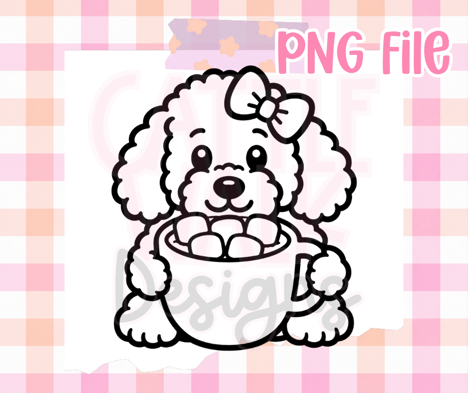 Goldendoodle Hot Cocoa PNG | Christmas Dog PNG