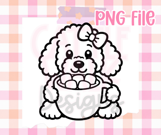 Goldendoodle Hot Cocoa PNG | Christmas Dog PNG
