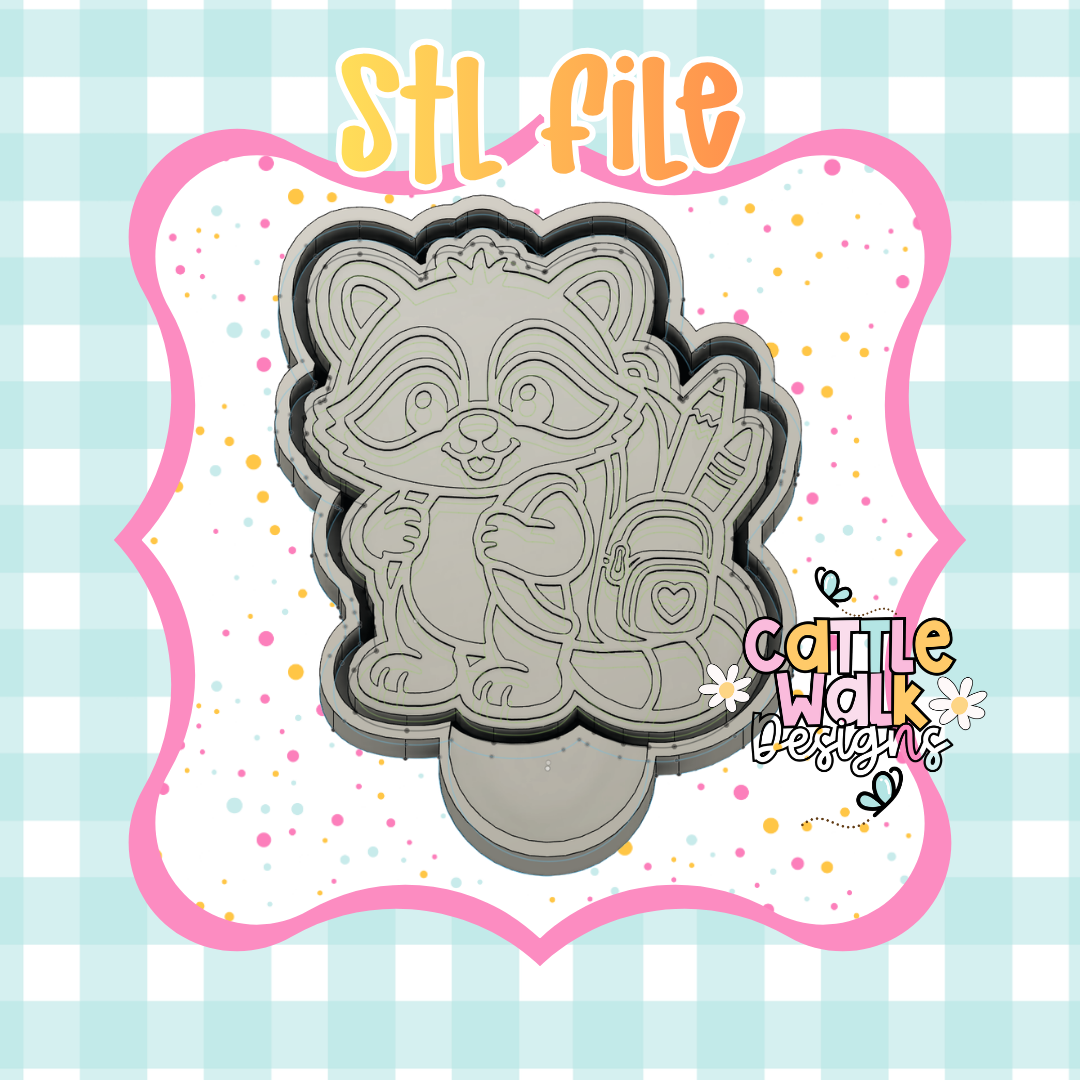 Back to School Raccoon Freshie Mold Housing STL File | School Raccoon STL | Digital Download | 3D Printable Mold Housing