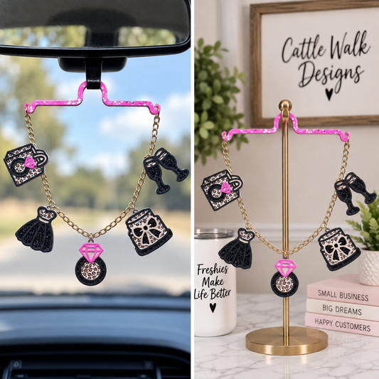 Bridal Shower Car Freshie with Wedding Charm Hanger | Black Raspberry & Magnolia