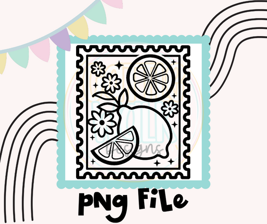 Lemon Stamp Frame PNG | Floral Lemon Design | Digital Download